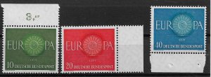 1960 Germany 818-20 Europa MNH C/S of 3