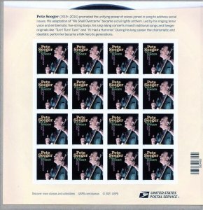 NDC 2022 PETE SEEGER #5708a MINT IMPERF PANE, NO DIE CUTS, VF