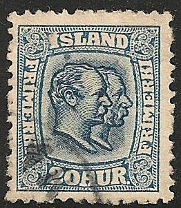 Iceland #107 VF Used  1915 20a Christian IV & Frederick VIII