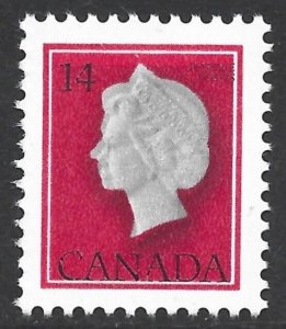 1977 Canada QEII Red 14c #716a Single from Booklet CAMEO DOUBLED Variety Fine NH-