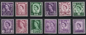 GB 1958 Regionals cream paper set of 12 unmounted mint, 3x (3d, 6d, 1/3d) + 3d