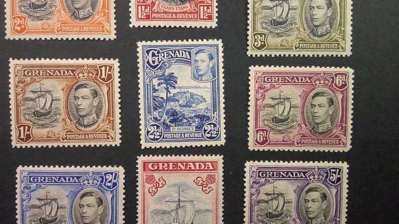 Grenada 1937-38 Scott# 131-142 Mint Light Hinge complete XF set of 12 values