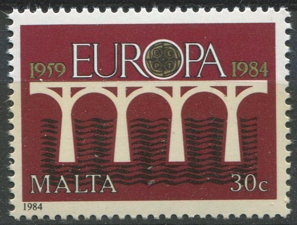 Malta Sc#642 MNH, 30c multi, Europa (C.E.P.T.) 1984 - Bridge-25th Anniversary...