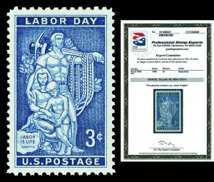 Scott 1082 1956 3c Labor Day Issue Mint Graded Superb 98 NH w/ PSE Certificate