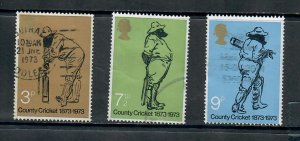 G.B 1973  COMMEMORATIVES  SET CRICKET USED  h 240121