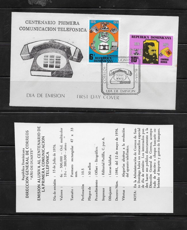 DOMINICAN REPUBLIC STAMPS,COVER COMUNICACION TELEFONICA 1976 #F30