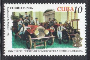 CUBA Sc# 5866 HAVANA FIRE FIGHTERS brigade  ANTIQUE TRUCKS  10c 2016 MNH