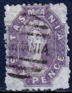 TASMANIA — SG 136 — 1878 6d QV CHALON P11½ LILAC — USED — SG £22