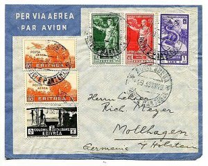 Eritrea - Air Mail Cent. 60 + stamps di A.O.I. su cover