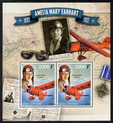 IVORY COAST IVOIRE SHEET MNH AMELIA MARY EARHART AVIATION