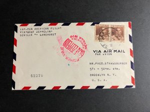 1930 Spain Graf Zeppelin Airmail Cover Seville to Brooklyn NY USA LZ 127 FFC