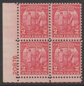 U.S.  Scott# 717 1932 Arbor Day Issue VF MNH Plate Block #20876