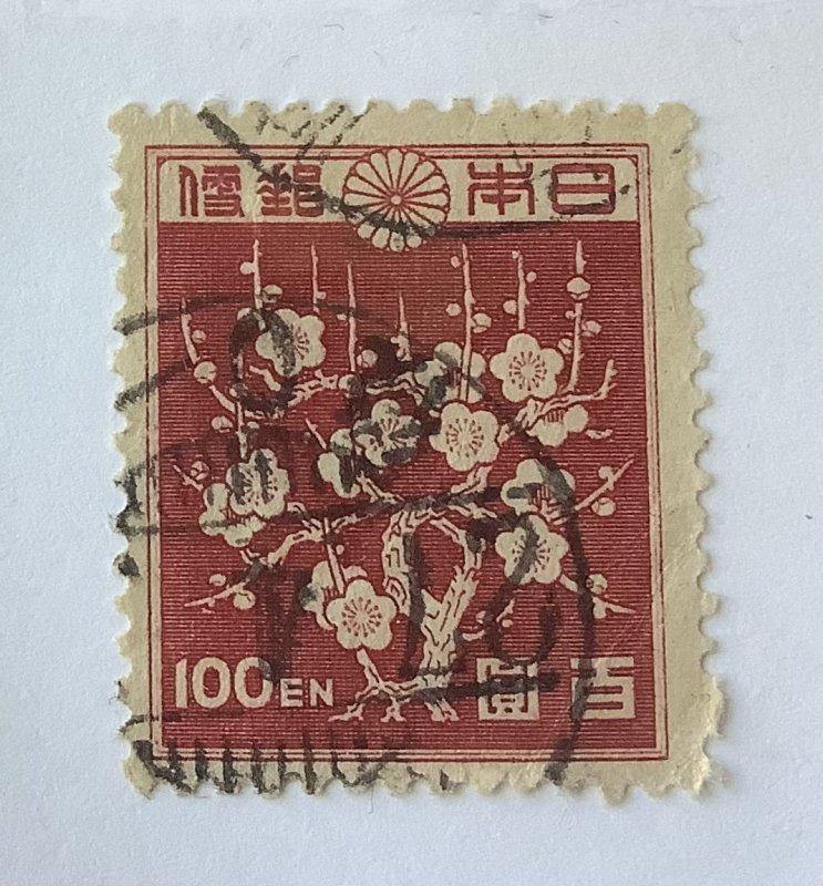 Japan 1946/47  Scott  372  used  -  100y,  Plum blossoms