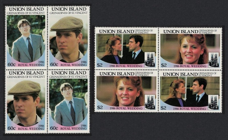 Union Island Royal Wedding Prince Andrew 4v Cross-blocks 1986 MNH