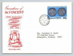 St Vincent & the Grenadines 1976 FDC - 200 Anniv of American Indpndence - F12911