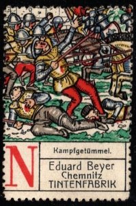 Vintage Germany Advertising Poster Stamp Eduard Beyer Ink Factory, Chemnitz