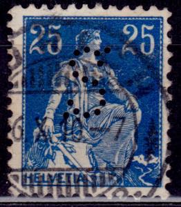 Switzerland, 1908, Helvetia, 25c, perfin, sc#133, used