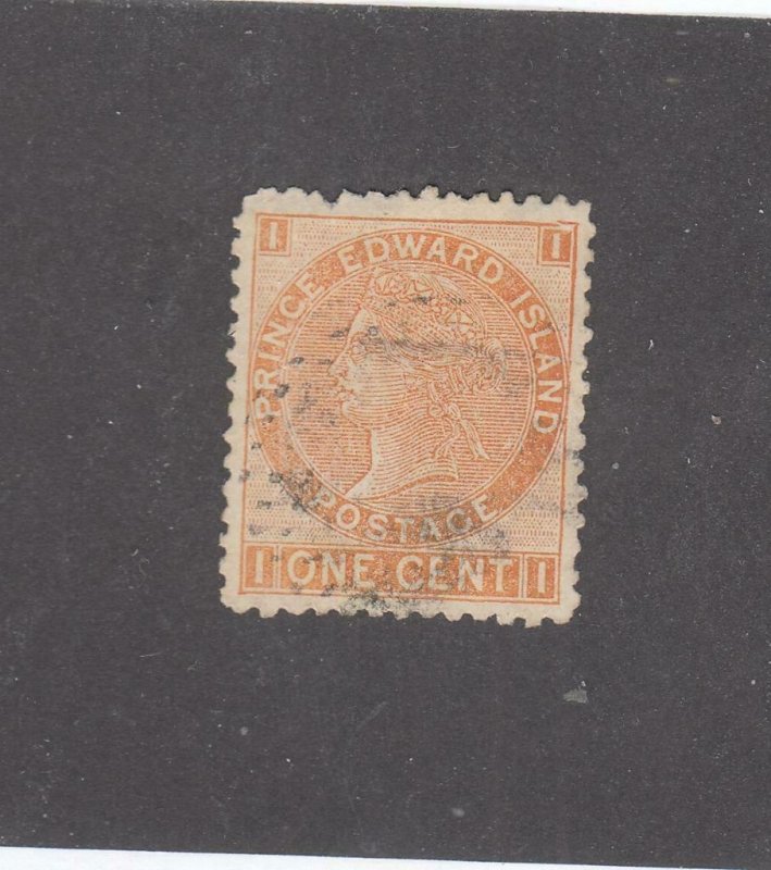 PRINCE EDWARD ISLAND # 11 VF-USED 1cts 1872 QUEEN VICTORIA /BROWN-ORANGE CV $10