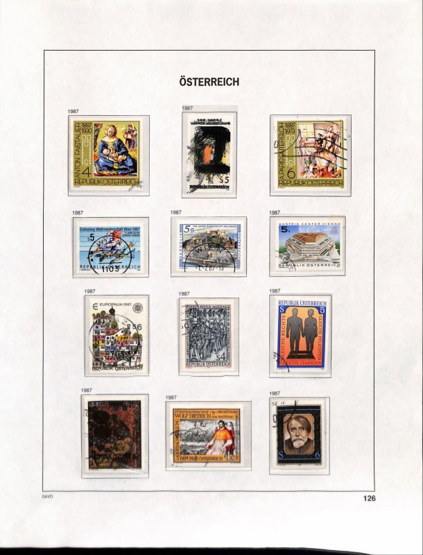 Austria Österreich lot of used stamps 1987 - p126 The album page is not included