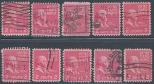 US 806 2 cent Presidential Issue; Used; Lot of 10 -- See details and scan