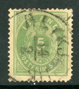 Iceland 1882 Numeral 5a Green Perf 14x13½ Scott # 16 VFU C552