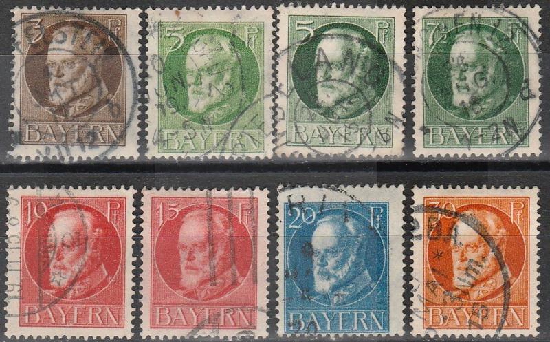 Bavaria #95-6, 96a, 97, 100, 102, 104  F-VF Used CV $14.00  (A9588)