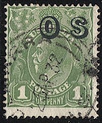 AUSTRALIA 1932  1d KGV, Sc O7 Used Official OS Overprint