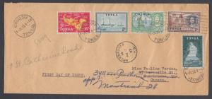 Tonga Sc 100-104 FDC. 1953 definitives, first 5 values, forwarded to Montreal