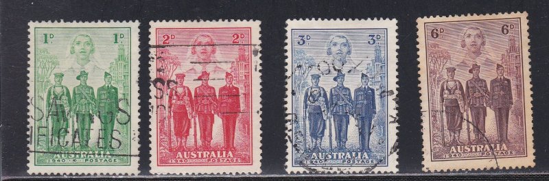 Australia # 184-187, Nurse, Sailor, Soldier, Aviator, Used, 1/2 Cat.