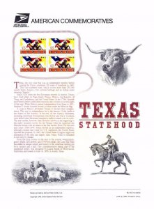 USPS Commemorative Panel 461 #2968 Texas Statehood Block/4 1995