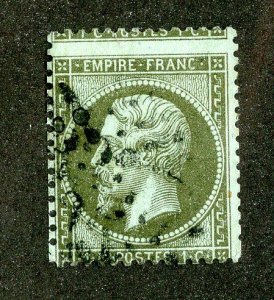 `1862 France Sc # 22a used cv. $35 ( 2456 WX )