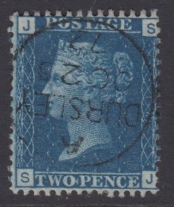 SG 47 2d deep blue plate 14. Very fine used with a Durlsey, Oct 25th 1872 CDS