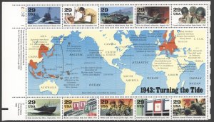 1993 US SC# 2765 1943: Turning the Tide, Sheet of 10 MNH