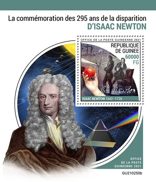 GUINEA - 2021 - Isaac Newton- Perf Souv Sheet -Mint Never Hinged