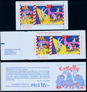 SWEDEN 1656a, 200 Yrs. of Circus. Pane of 4+Unexpl bklt. MNH