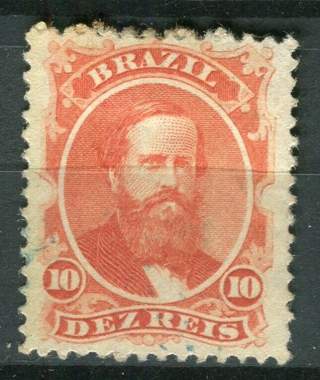 BRAZIL; 1860s-70s early classic Dom Pedro issue fine used 10r. value