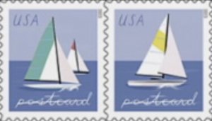 US Sailboats Postcard Pair of 2 stamps MNH 2023. Pre-Order Ships 22 Jan 2023.