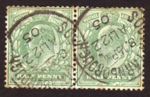 Great Britain 1904 Sc#127v, SG#217 1/2d Green KEVII Head USED.