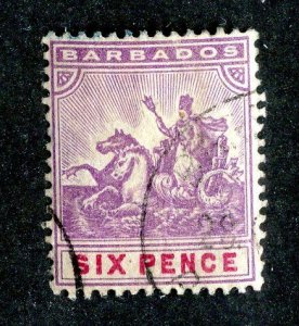 1892 Barbados Sc.# 76 used cv $3 ( 9687 BCXX )