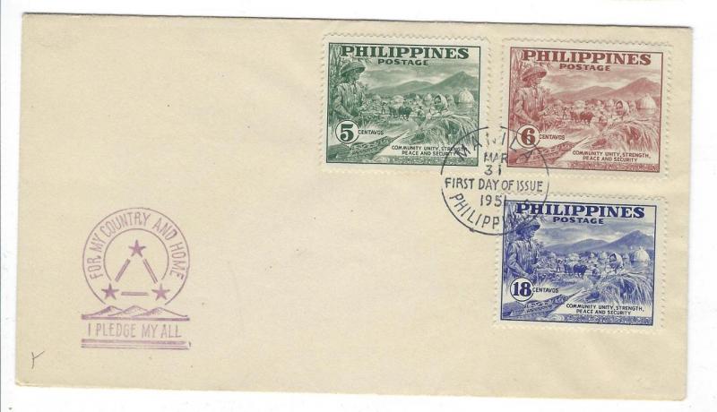 1951 Philippines First Day Cover - Peace Fund Campaign - Sc #554-556 (DD112)