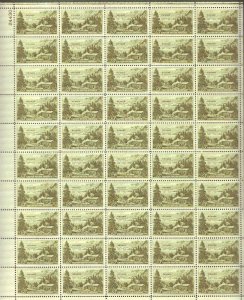US Stamp - 1951 Nevada Centennial - 50 Stamp Sheet - Scott #999