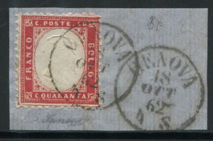 Vitt. Emanuele II ° Cent. 40 with framing fillet clearly visible on three sides