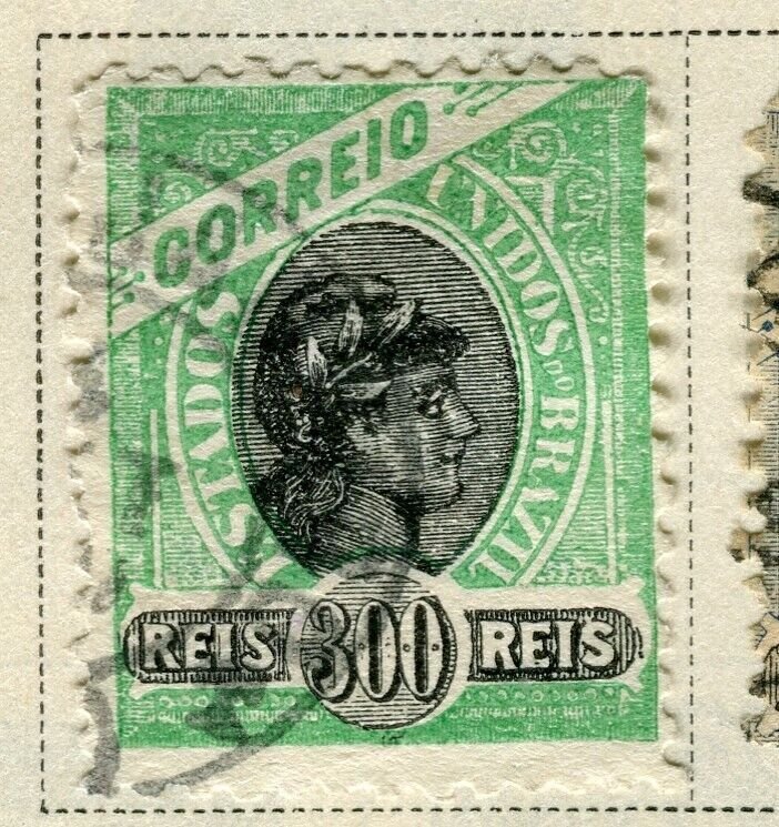 BRAZIL; 1894 early classic issue fine used 300r. value