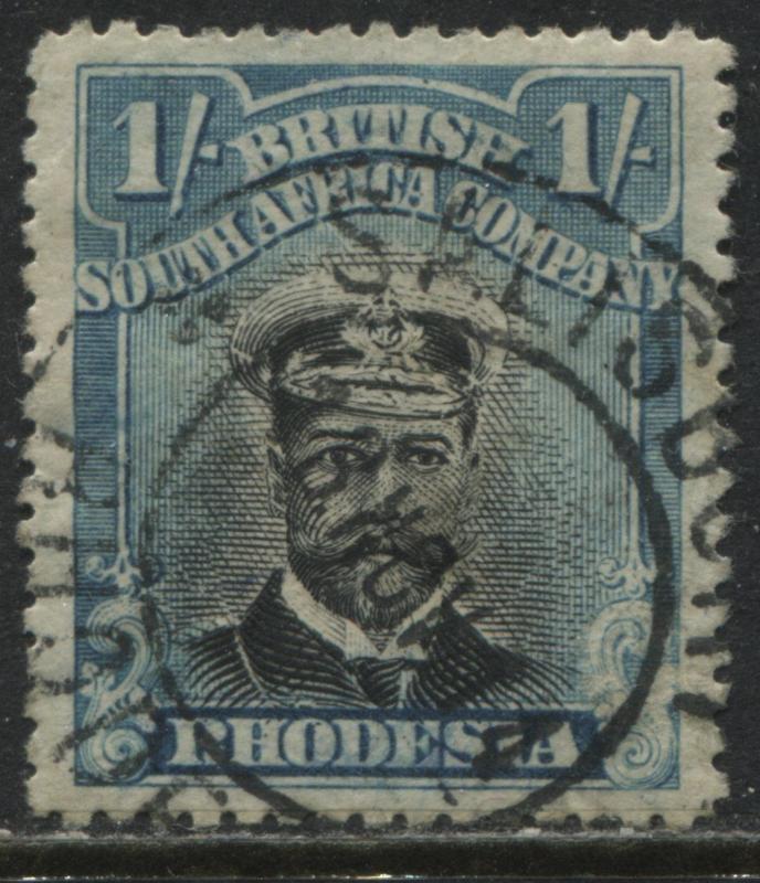 Rhodesia KGV 1913 1/ turquoise blue and black perf 15 used