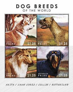 Palau 2012 - Dog Breeds of the World, Collie, Akita - Sheet of 4 Stamps - MNH