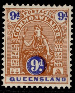 AUSTRALIA - Queensland QV SG266, 9d brown & ultramarine, LH MINT. Cat £40.