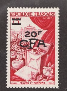 1954  #304 - Republique Francaise Reunion 20F ovpt - Flower Stamp of MH cvS14.50