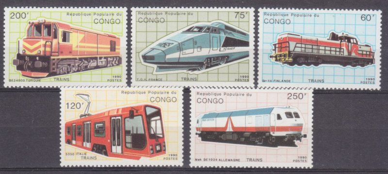 1991 Congo Brazzaville 1213-1217 Locomotives 8,50 €