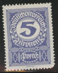 Austria Scott J89 MH* from 1920-21 postage due set