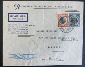 1935 Beira Mozambique First Flight Airmail Cover FFC To Limbe Nyasaland